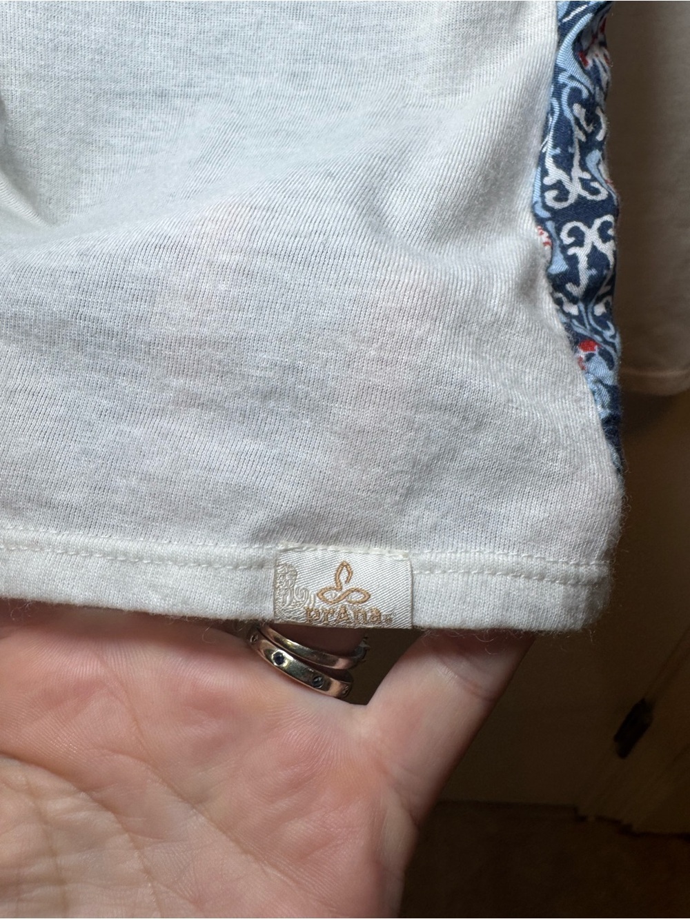 Prana Cream Long-Sleeve Top with Printed Shoulder Accents - Picture 2 of 13